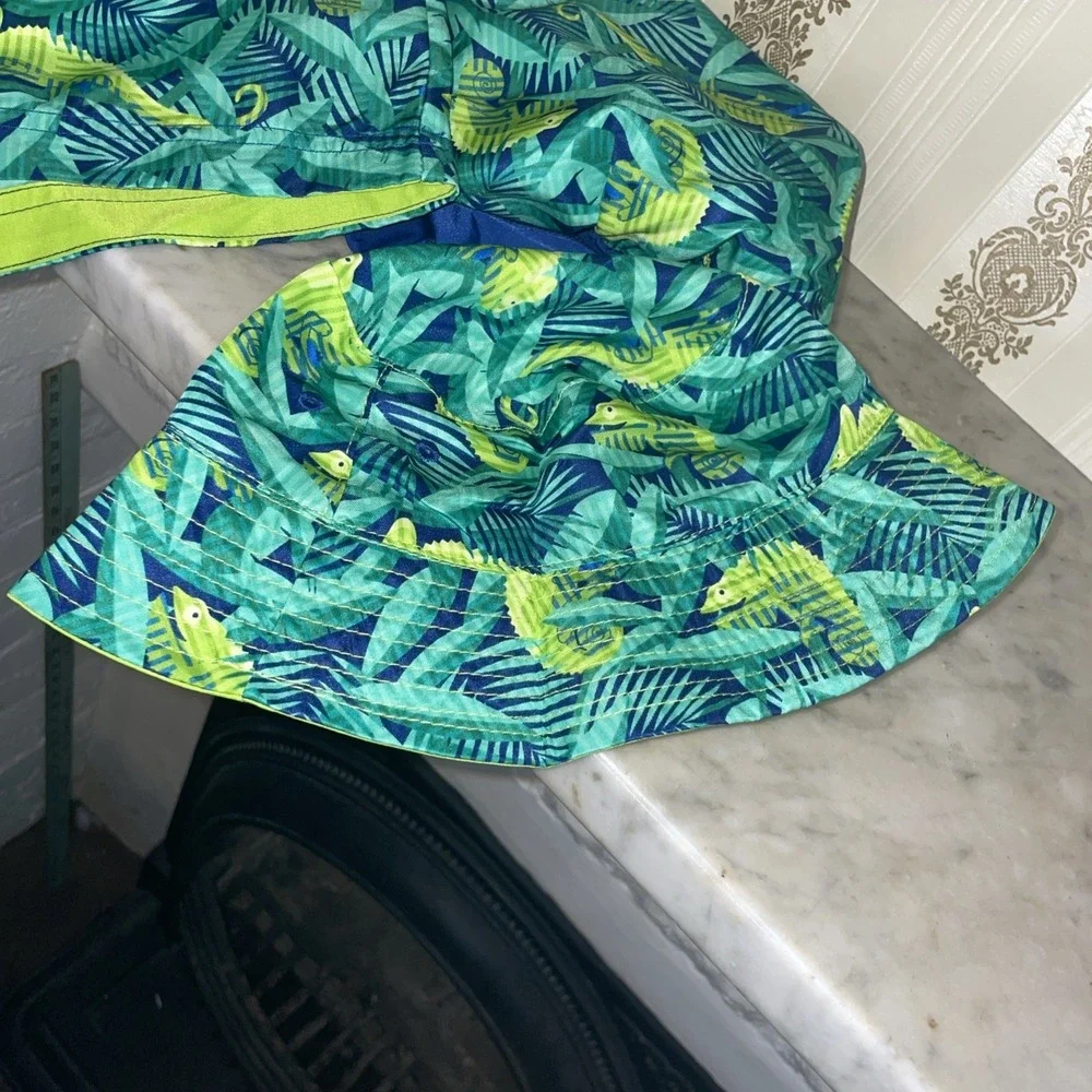 UV Skinz NWT 3 Piece Swim Set Boy 7 Green Crazy Chameleon UPF50 Hat Shirt Shorts